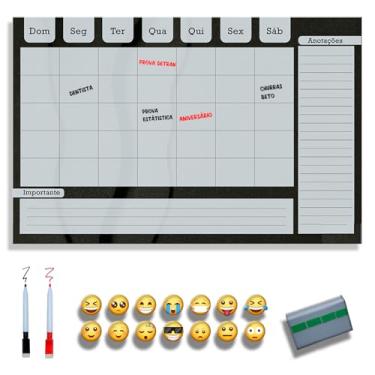 Imagem de Quadro Lousa Planejador Mensal/Planejamento Semanal/Planner/Planner Parede 40x60 Metal - Quadro Branco 2 canetas e 12 imãs (CINZA, 45x70)