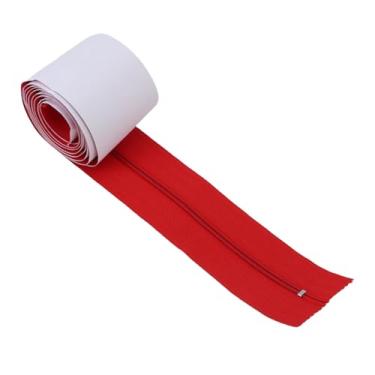 Imagem de Pssopp 2pcs Nylon Duplo Lateral Interno Barreiras de Poeira Externa Descascar Zíper do Bastão, Zíperes de Protetor de Poeira Pesada para a Porta (vermelho)
