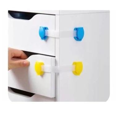 Imagem de Kit 10 Travas Gaveta Armário Segurança Bebê Infantil Azul