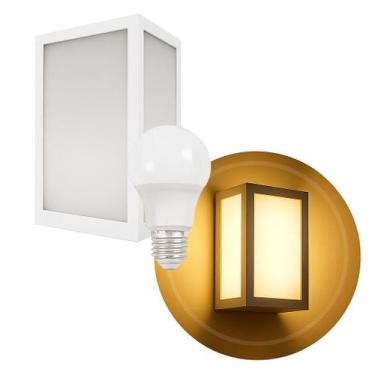 Imagem de Arandela Luminária Vitra 3 Vidros Externa Branca + LED A60 12W Br. Que