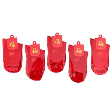 Imagem de 5 pares - Meias femininas personalizadas e personalizadas com personagem Fu criativo vermelho grande - Meias Sete Estrelas [Embalagem Independente]