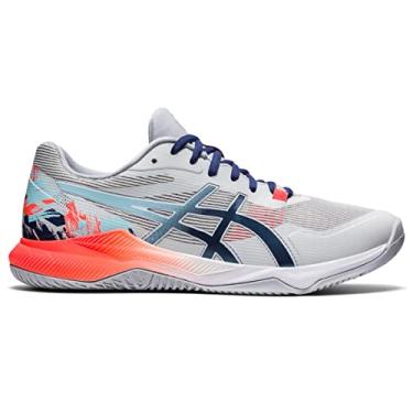 Imagem de ASICS Tênis esportivo masculino Gel-Tactic 2, Cinza gelo/vermelho amanhecer, 44