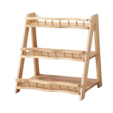 Imagem de Ｂｅｓｇａ Suporte de exposição de 3 níveis com cerca, suporte rústico para temperos, organizador de balcão de banheiro para de cozinha, potes de