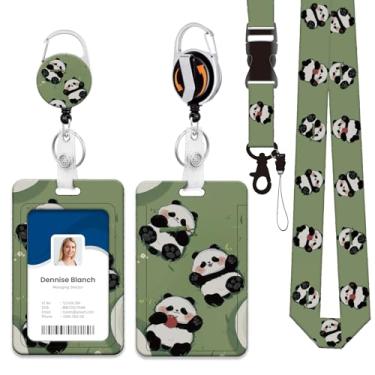 Imagem de CosyCheer Porta-crachá de identificação resistente com cordão, clipe retrátil para carretel de crachá, cordões para porta-cartões de identificação verticais rígidos para escritório, escola,