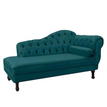 Imagem de Recamier Sofá Divã Com Pés Retro 180X80 - Elã (Suede Azul Turquesa)