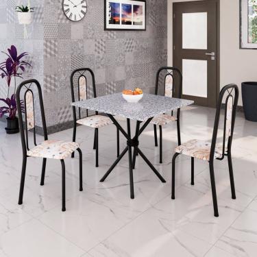 Imagem de Conjunto para Sala de Jantar com 4 Cadeiras Lívia Bege / Preto