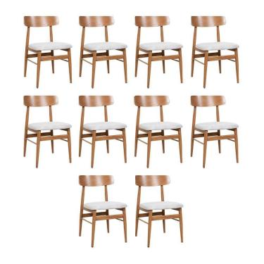 Imagem de Kit 10 Cadeiras De Jantar Delta Estrutura Aço Carbono Laminado Natural Com Estofado Linho Cru