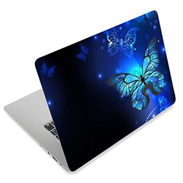 Imagem de Adesivos para laptop, 12 13 14 15 15,6 polegadas Netbook Laptop Skin Adesivo Reutilizável Capa Protetora Capa para Toshiba Hp Samsung Dell Apple Acer Leonovo Sony Asus Laptop Notebook, Blue Butterfly