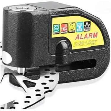 Imagem de Trava de Disco para Moto e Bicicleta com Alarme 110 dB, à Prova D'água, Aço, Preto