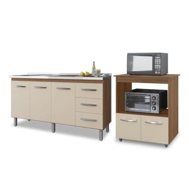 Imagem de Kit Balcão Diana Para Pia 150cm E Balcão Multiuso Angela para Microond