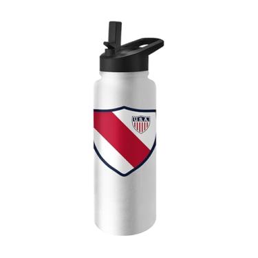 Imagem de Logo Brands Garrafa Quencher Masculina com Logotipo do Futebol Nacional 1950 EUA 1950 – Copo Isolado de Aço Inoxidável com Tampa Flip-Top e Canudo – Ótimo para Hidratação no Trabalho, Casa ou em