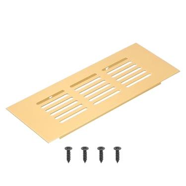 Imagem de PATIKIL Grade de ventilação retangular de 15 x 6 cm, tampa de ventilação de alumínio com parafusos de montagem para guarda-roupa de porta de armário de armário, dourado