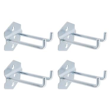 Imagem de Rannb Ganchos de Pegboard Ganchos de metal resistente de aço de 9,5 cm para quadros espaçados de 2,8 cm, ganchos de parede de braço duplo para organizar ferramentas em casa ou garagem, 7,6 cm de