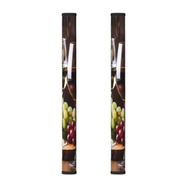 Imagem de Conjunto de 2 capas de maçanetas de porta de geladeira - Uvas de vidro de vinho tinto - Capas laváveis para maçaneta de utensílios de cozinha para micro-ondas, fogão, forno, lava-louças, protetor de