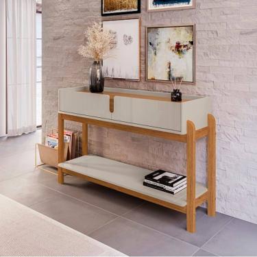 Imagem de Aparador 2 Gavetas Lizz Off White/Cedro - Casa D Móveis