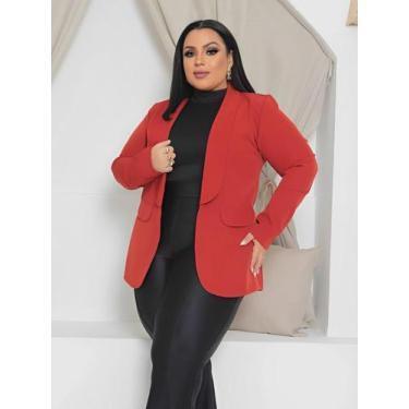 Imagem de Blazer Plus Size Alfaiataria Casaco Manga Longa Feminino - Rezes Moda,