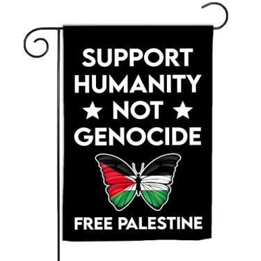 Imagem de VOTANTA (30,5 cm x 45,72 cm) Suporte Humanidade Não Genocídio Livre Palestina Bandeira de Jardim Suporte Borboleta Presentes Palestinos Placa Exterior Quintal Casa Pátio Decorações Bem-vindo Jardim