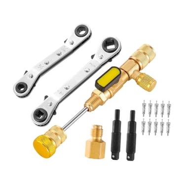 Imagem de Milageto Ferramenta de instalador de removedor de núcleo de válvula, reparo de ar condicionado, com porta SAE 1/4 e 5/16 para refrigeração