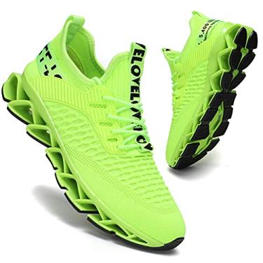 Imagem de Tênis de corrida masculino Blade Tennis para caminhada, respirável, antiderrapante, academia, esportes e trabalho, Um verde fluorescente, 12