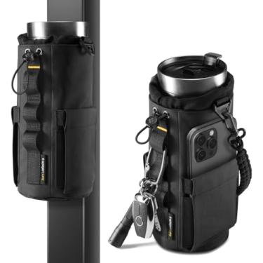 Imagem de Spigen Life Bolsa de ginástica magnética masculina com suporte de copo para garrafas de água de 590 ml a 1,134 g com sistema Molle, bolso para telefone, cordão de cordão/cordão, alça de anel em D, à