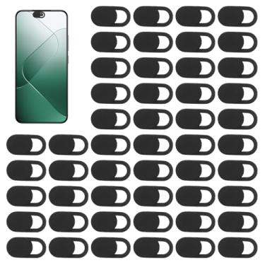 Imagem de 50 peças de capa para webcam, capa preta prática para câmera de laptop, pequenas capas de câmera de telefone portátil para computação, acessórios de PC para proteger sua privacidade e segurança