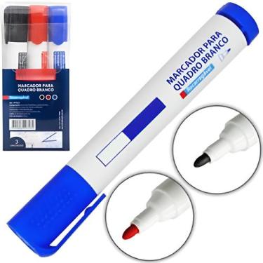 Imagem de Marcador Para Quadro Branco Lousa Canetão Recarregável Kit 3 Canetas -