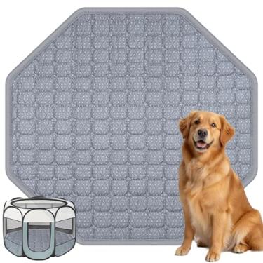 Imagem de Cama de cachorro adequada para cercadinho de animais de estimação, almofada lavável para cães de tamanho grande, tapete macio com fundo antiderrapante cinza 114 cm