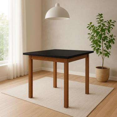 Imagem de Mesa de Jantar Compacta Elisa Base Madeira Maciça 80 X 80 Preto - QUAL
