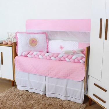 Imagem de Kit Protetor Berço com Trança Americano Bordado Menino Menina 10 Peças