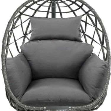 Imagem de CTLAMK Almofada de substituição para cadeira de ovo, almofada de cadeira de balanço de ovo à prova d'água espessa para móveis ao ar livre, almofada de cesta de rede de vime de vime com travesseiro de