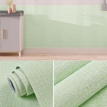 Imagem de Papel De Parede Alto Relevo Linho, Papel de Parede Texturizado Adesivo Lavável, Efeito Tecido Linho (Verde, 50cmX10m)