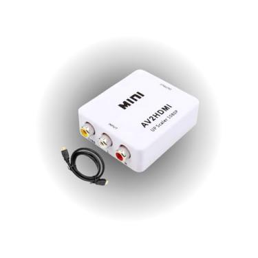 Imagem de Kit Mini Conversor RCA AV para HDMI 1080P Full HD com Escalonamento | Adaptador Áudio e Vídeo com Cabo HDMI | Compatível com Xbox, PS3, PS4, DVD, TV, Notebook, PAL/NTSC, VHS, VCR, Blue-Ray