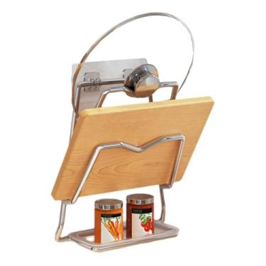 Imagem de JUSHZ Bandeja de cozimento Rack de armazenamento para prateleiras de armário, suporte de tábua de cortar, suporte de parede de bancada de cozinha, sem necessidade de perfuração, economia de espaço de