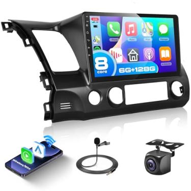 Imagem de 6G + 128G 8Core Android 13.0 estéreo para carro para Honda Civic 2006-2011 com carplay sem fio/Android Auto, 10,1 polegadas 1280 x 720 tela sensível ao toque, WiFi 4G/GPS/AM/FM/DSP áudio/SWC/câmera