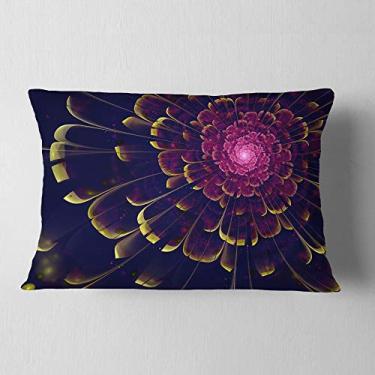 Imagem de Designart Flor fractal com detalhes amarelos para sala de estar, sofá, enchimento de almofada + capa de almofada impressa em ambos os lados 30,5 x 50,8 cm