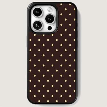 Imagem de Capa de telefone para iPhone 15 Pro Max - bonita, moderna, estética, padrão de designer, proteção rígida - serve para Apple iPhone 15 Pro Max para mulheres e homens (ponto amarelo marrom, iPhone 15