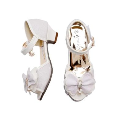 Imagem de Amtidy Sapatos sociais para meninas pequenas Mary Jane – Sapatilhas de balé para festa escolar, Branco, 12 Little Kid
