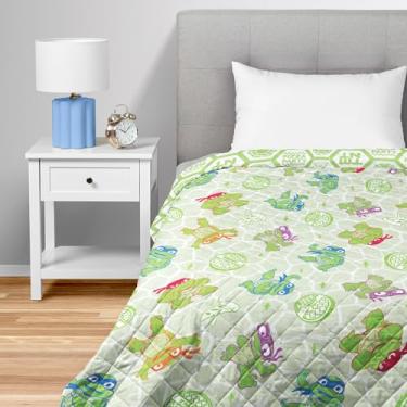 Imagem de Northwest Cobertor acolchoado Nickelodeon Teenage Mutant Ninja Turtles Pizza Party com desenho retrô, 152 x 203 cm