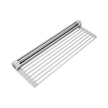 Imagem de Escorredor de Louça Dobrável em Aço Inox, Esteira Multifunções para Cozinha