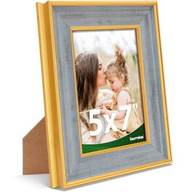 Imagem de Gaevuian Porta-retrato 12 x 18 cm, acabamento antigo, moldura para fotos 12 x 18 cm com vidro temperado para parede ou mesa, decoração de parede emoldurada vintage 12 x 18 cm, cinza, 1 pacote