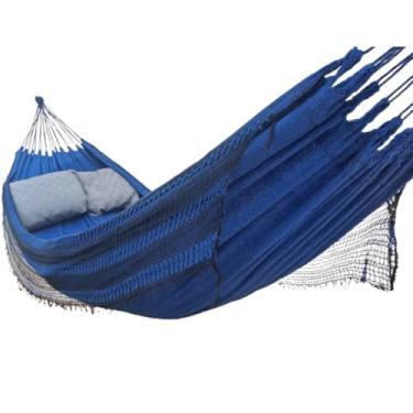 Imagem de Rede De Dormir Descanso Casal(Azul C/Franjas)