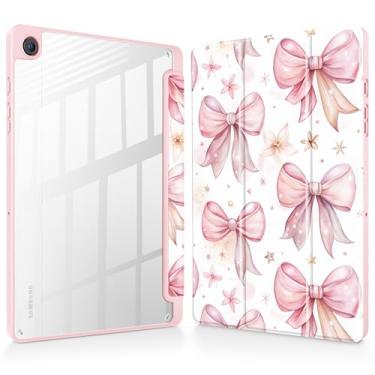 Imagem de Mektron Capa para Samsung Galaxy Tab A9+/A9 Plus 11 polegadas modelo 2024 (SM-X210/X216/X218) com suporte para caneta S, capa fina transparente + suporte de três dobras + despertar/hibernar automático