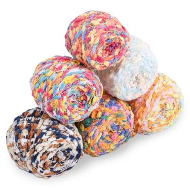 Imagem de 6 novelos para tricô à mão, fio de crochê de cores sortidas de poliéster para crochê, faça você mesmo, fio de crochê macio para decoração de bolsas, luvas, presilhas de cabelo