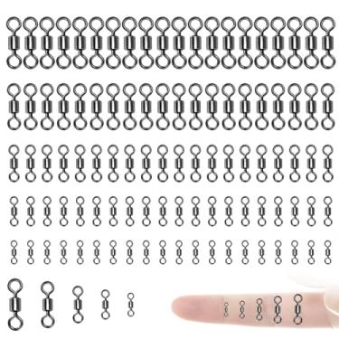 Imagem de Asofelk 100 peças minúsculas micro giratórias para pesca voadora, pequeno barril giratório, equipamentos de pesca com mosca para líder, giratórios de pesca, tambor giratório, equipamentos de pesca com