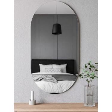 Imagem de Espelho Oval Decorativo Vidro Lapidado Para Banheiro Sala Quarto (80X50)