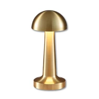 Imagem de Luminária de Mesa LED Sem Fio Recarregável com Dimmer Touch e Design Cogumelo, Luz Suave e Ajustável (Dourado)