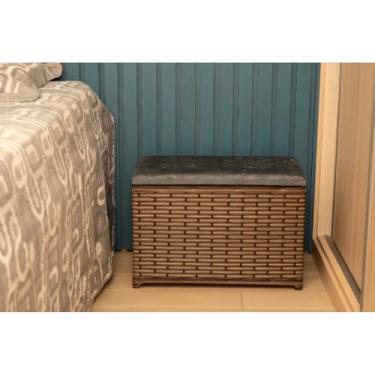 Imagem de Puff Baú Organizador 80 Litros Assento Suede Fibra Sintética Quarto Decorativo(ARGILA/CINZA)