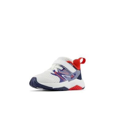 Imagem de New Balance Tênis infantil unissex Rave Run V2 de renda elástica com alça superior, Team Royal/branco/vermelho verdadeiro, 2.5 Little Kid