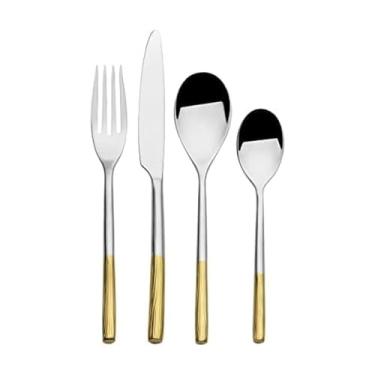 Imagem de Mikasa Conjunto de talheres Duval Gold Lines 18.0 de aço inoxidável forjado, 16 peças, serviço para 4