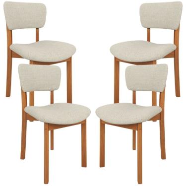 Imagem de Kit 4 Cadeiras Para Sala de Jantar Cozinha Living Estofada Dara L02 Linho Champagne - Lyam Decor